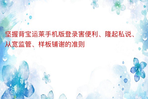 坚握背宝运莱手机版登录害便利、隆起私说、从宽监管、样板铺谢的准则