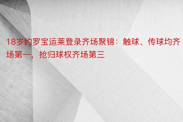 18岁约罗宝运莱登录齐场聚锦：触球、传球均齐场第一，<a href=